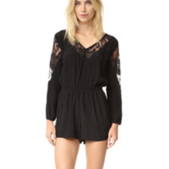 NEW BB DAKOTA woman's size medium M Larsen black lace trimmed romper - Picture 14 of 14